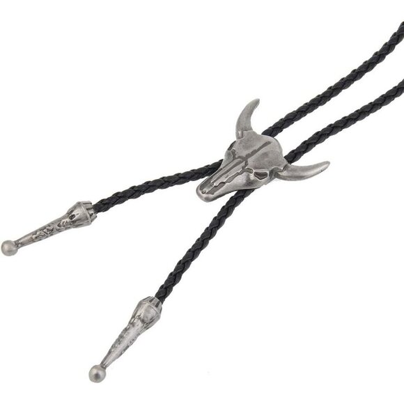 COOLLA Handmade Bolo Tie, Bull Western Cowboy, Vintage Turquoise Pendant for Men - Picture 6 of 7